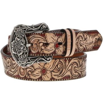 Hooey "Flora" Original Ladies Belt with Floral Tongue Buckle